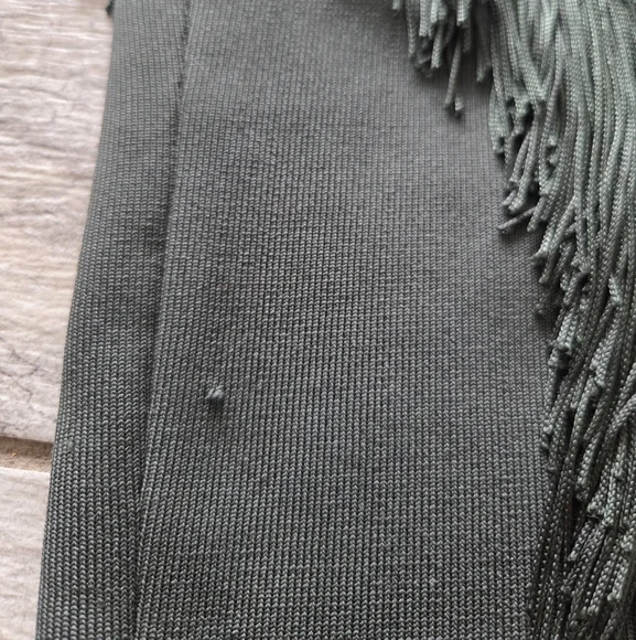 Emerald‎ Green Strapless Fringe Mini Dress Sz M Bandage Fitted Sweetheart Neck - Picture 11 of 11